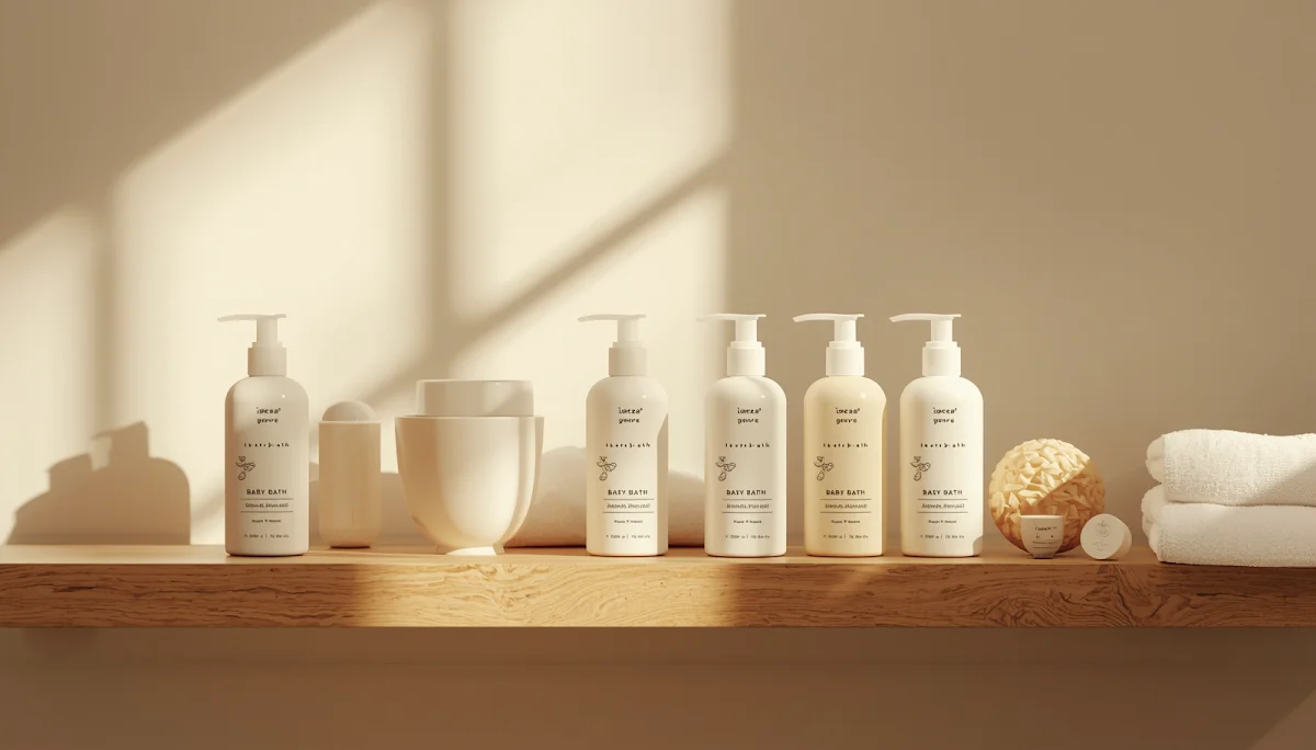 Baby bath products on shelf