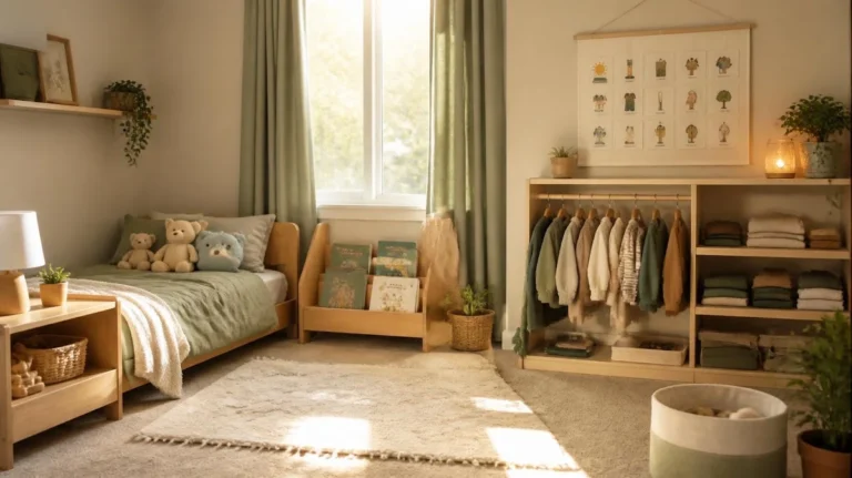 Cozy Montessori toddler bedroom ready for back to school season