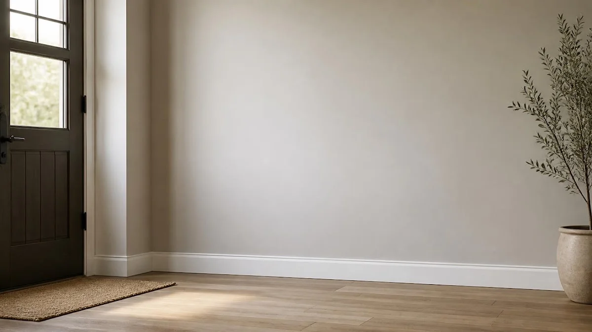 Empty corner of entryway ready for organization
