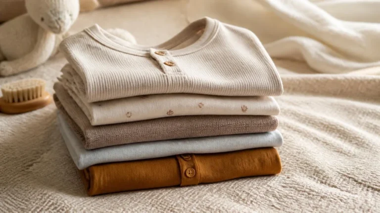 Soft comfortable child clothing without tags folded neatly
