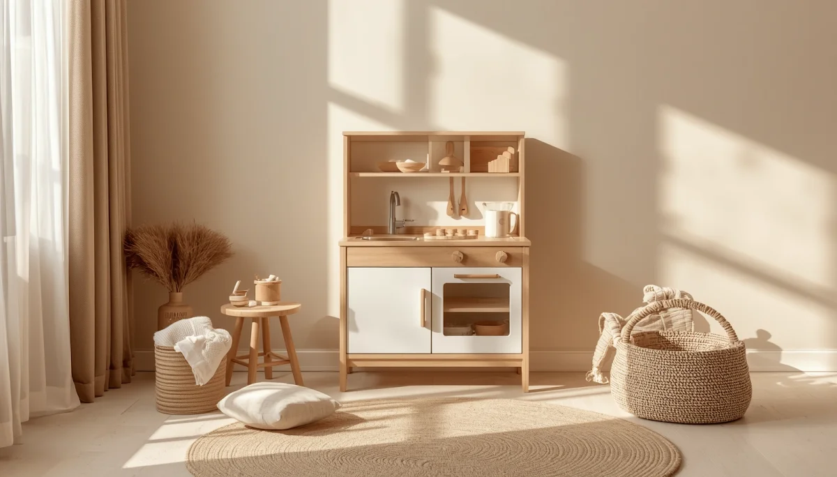 Wooden play kitchen set