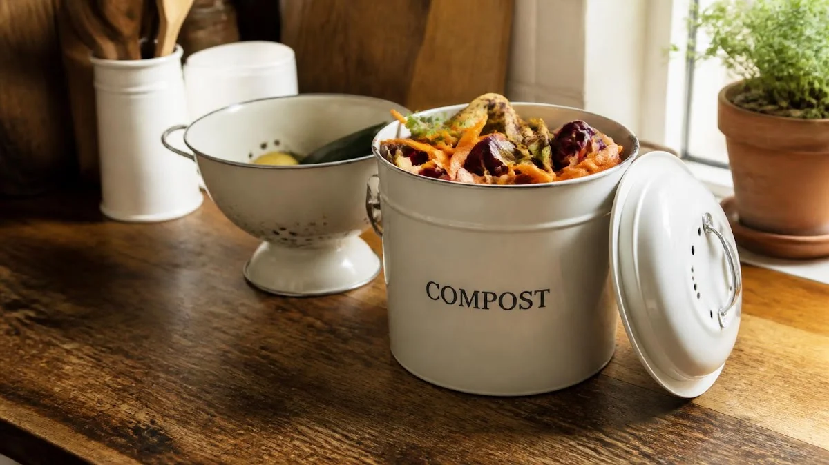 Small kitchen countertop compost bin