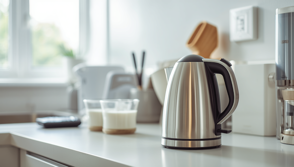 Electric kettle and simple appliances on tidy counter