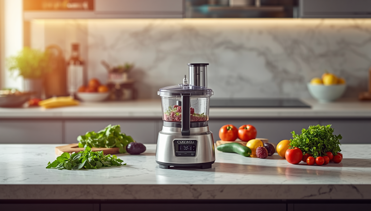 Small compact food processor on counter