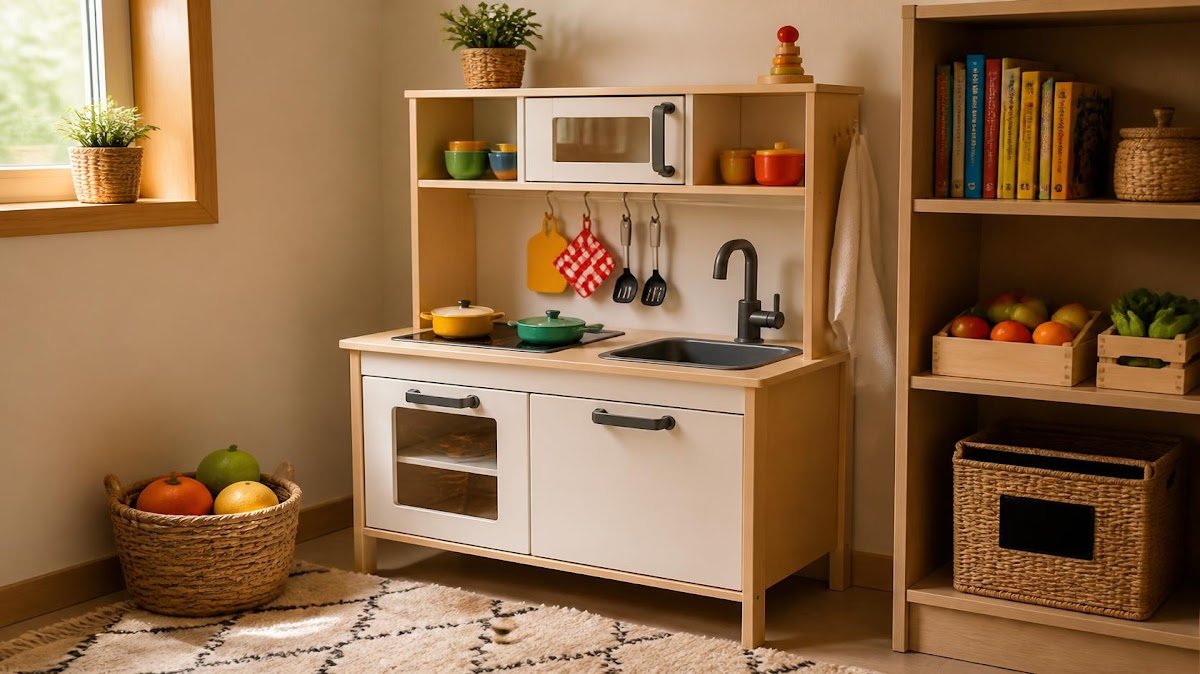 Complete simple budget toddler kitchen corner