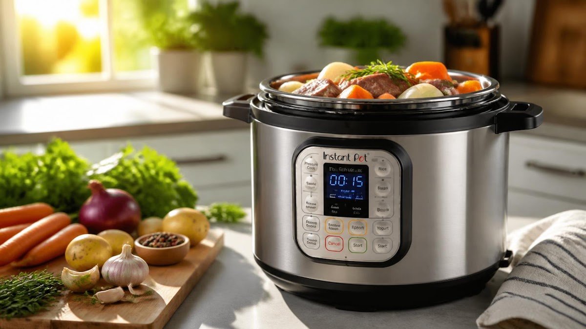 Multi-function pressure cooker on counter