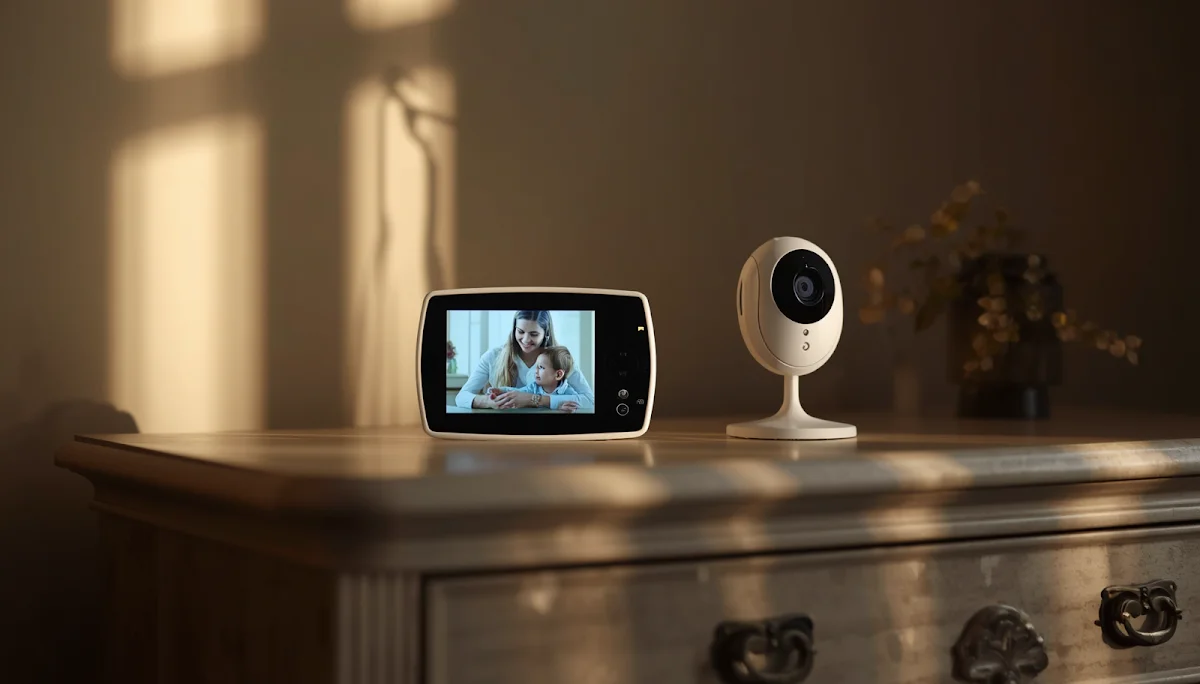 Baby monitor unit on dresser