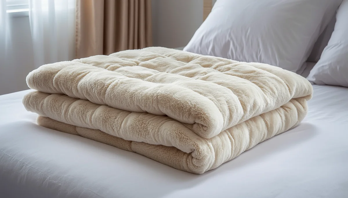 Weighted blanket folded on bed
