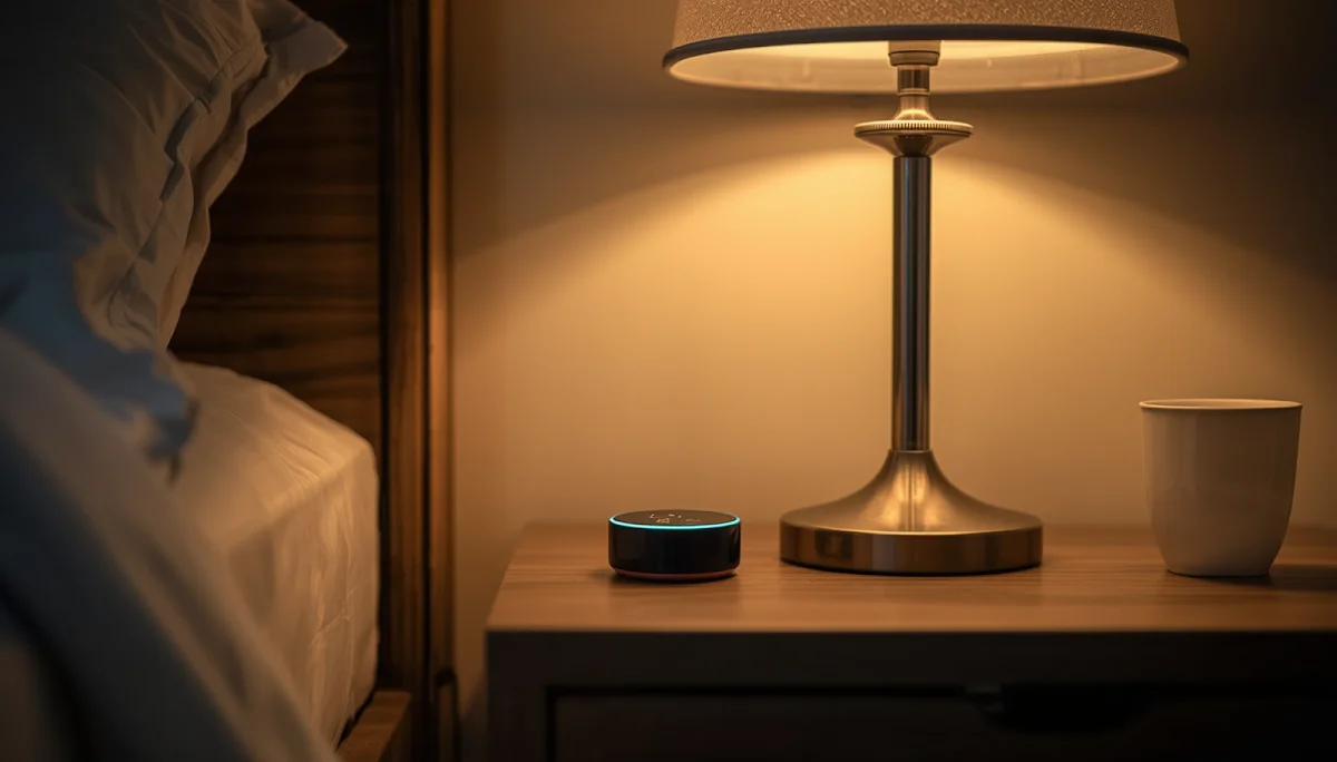 Small sleep tracking device on nightstand