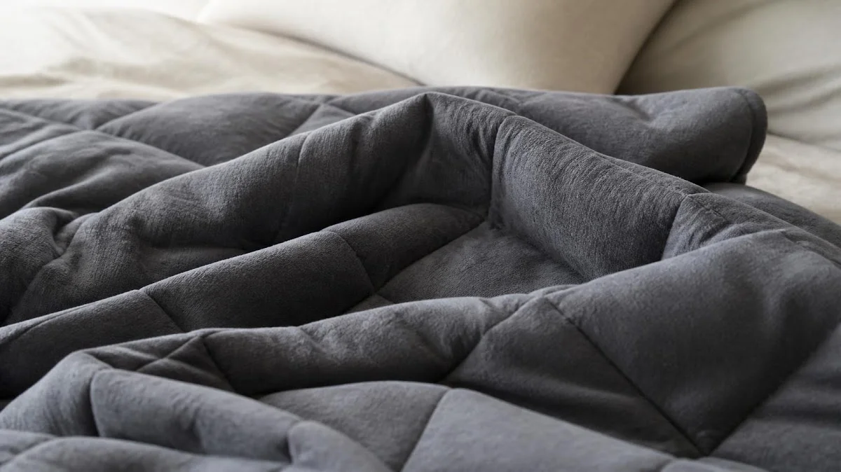 Close-up texture of weighted blanket fabric