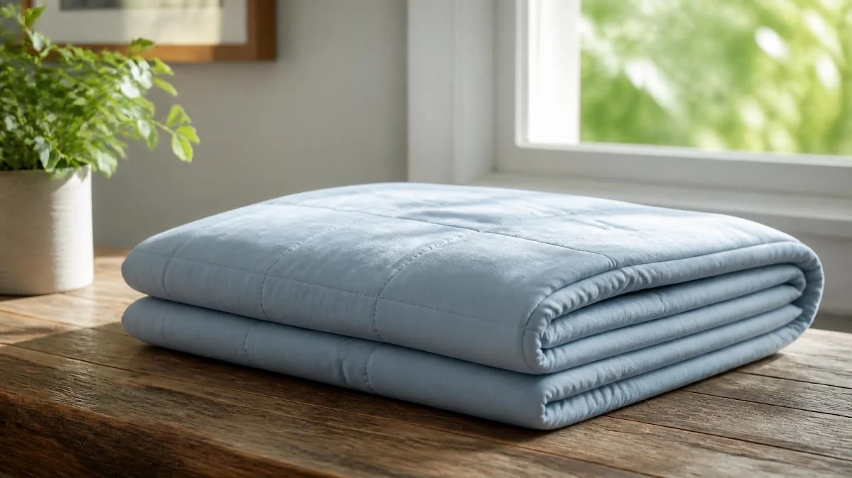 Lightweight cooling blanket folded neatly